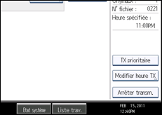 Illustration de l'écran du panneau de commande