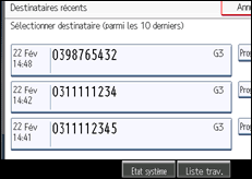 Illustration de l'écran du panneau de commande