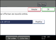 Illustration de l'écran du panneau de commande