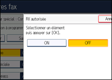 Illustration de l'écran du panneau de commande