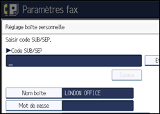 Illustration de l'écran du panneau de commande