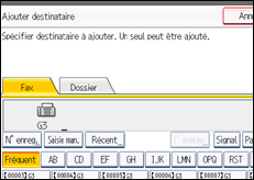 Illustration de l'écran du panneau de commande