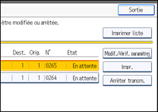 Illustration de l'écran du panneau de commande