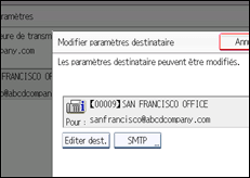 Illustration de l'écran du panneau de commande
