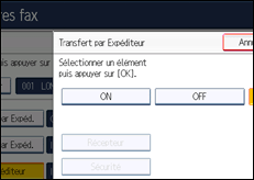Illustration de l'écran du panneau de commande