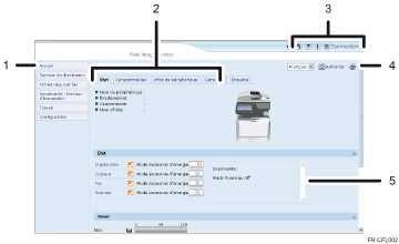 Illustration de l'écran du navigateur Web avec légende numérotée