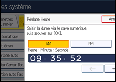Illustration de l'écran du panneau de commande