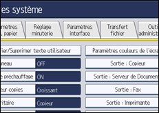 Illustration de l'écran du panneau de commande