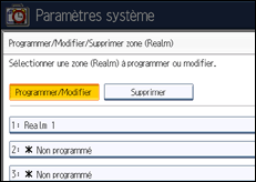 Illustration de l'écran du panneau de commande