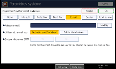 Illustration de l'écran du panneau de commande