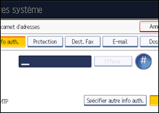 Illustration de l'écran du panneau de commande