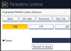 Illustration de l'écran du panneau de commande