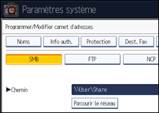 Illustration de l'écran du panneau de commande