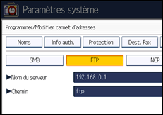 Illustration de l'écran du panneau de commande