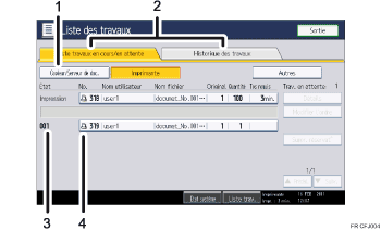 Illustration numérotée du panneau de commande