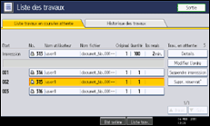 Illustration de l'écran du panneau de commande