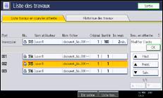 Illustration de l'écran du panneau de commande