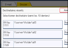 Illustration de l'écran du panneau de commande