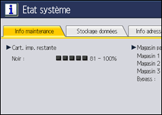 Illustration de l'écran du panneau de commande