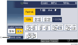 Kezelőpanel képernyőjének számozott jelölésű illusztrálása