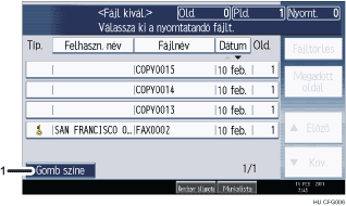 Kezelőpanel képernyőjének számozott jelölésű illusztrálása