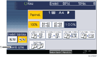 Kezelőpanel képernyőjének számozott jelölésű illusztrálása