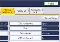 A kezelőpanel ismertetése