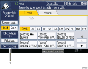 Kezelőpanel képernyőjének számozott jelölésű illusztrálása