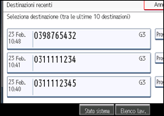 Illustrazione della schermata sul pannello di controllo