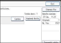 Illustrazione della schermata sul pannello di controllo