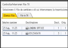 Illustrazione della schermata sul pannello di controllo