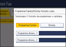 Illustrazione della schermata sul pannello di controllo
