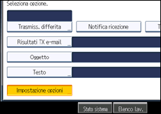 Illustrazione della schermata sul pannello di controllo