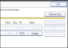 Illustrazione della schermata sul pannello di controllo