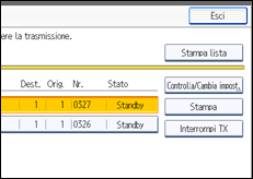 Illustrazione della schermata sul pannello di controllo