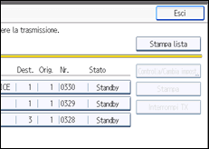 Illustrazione della schermata sul pannello di controllo