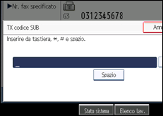Illustrazione della schermata sul pannello di controllo