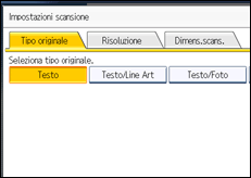 Illustrazione della schermata sul pannello di controllo