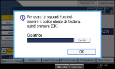 Illustrazione della schermata sul pannello di controllo