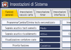 Illustrazione della schermata sul pannello di controllo
