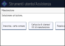 Illustrazione della schermata sul pannello di controllo