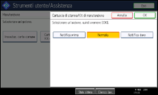 Illustrazione della schermata sul pannello di controllo