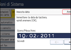 Illustrazione della schermata sul pannello di controllo