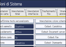 Illustrazione della schermata sul pannello di controllo
