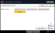 Illustrazione della schermata sul pannello di controllo