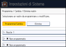 Illustrazione della schermata sul pannello di controllo