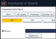 Illustrazione della schermata sul pannello di controllo
