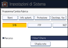 Illustrazione della schermata sul pannello di controllo