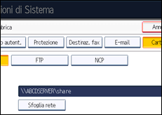 Illustrazione della schermata sul pannello di controllo