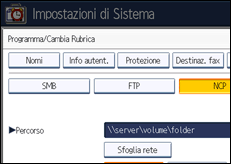 Illustrazione della schermata sul pannello di controllo